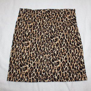 Leopard Print High-Waisted Knee-length Skirt